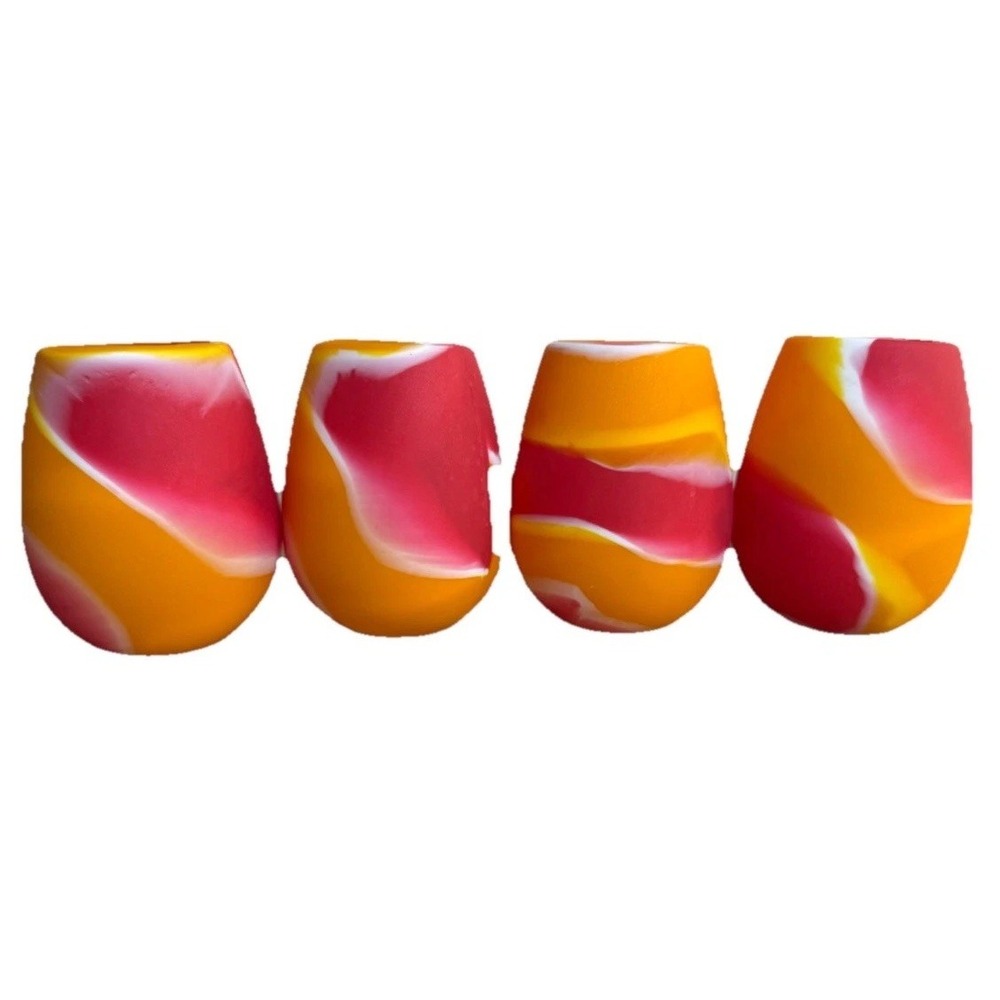 Shark Skinzz Silicone‎ Stemless Wine Glass Holders 4-Piece Red/Orange Swirls